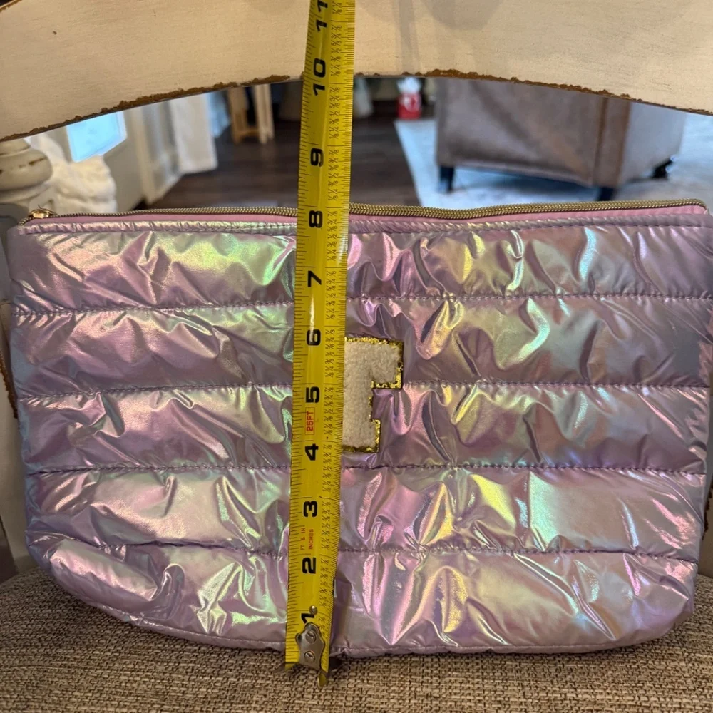 Iridescent Quilted “T” Makeup Organizer Pouch